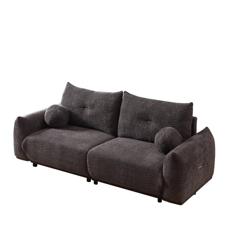 90.5-In Living Room Couch with Pillows,Sectional Sofa with Thick Armrest and Seat,2 Colors