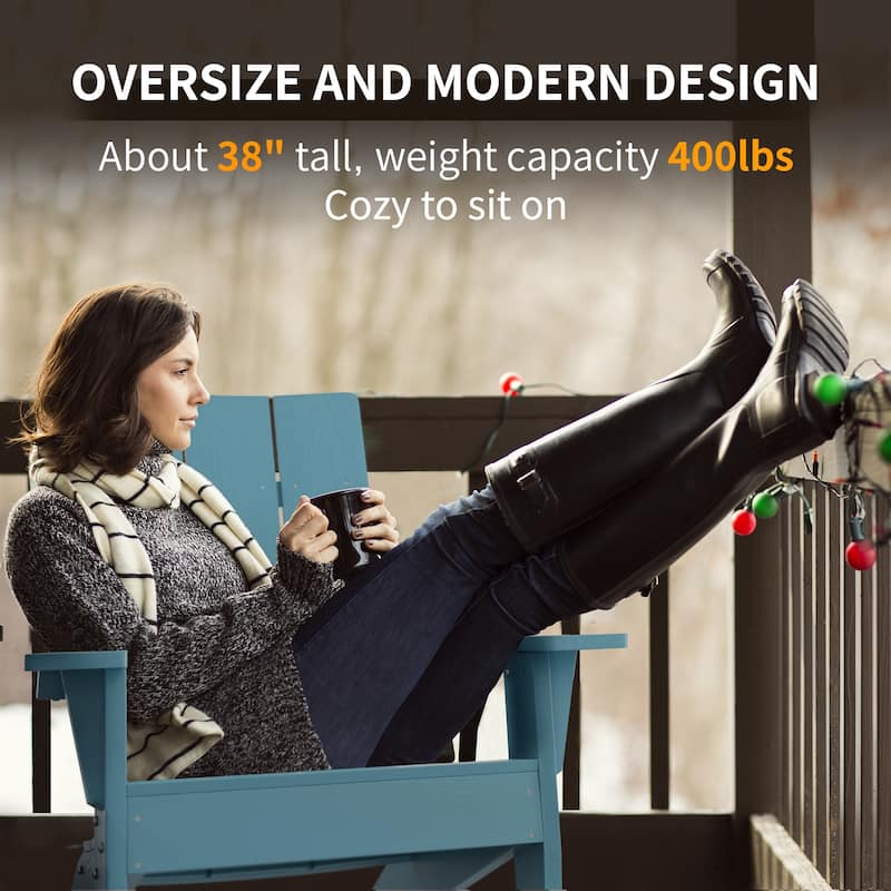 Adirondack Chair with Cup Holder Weather resistant Garden Patio Chair by WINSOON