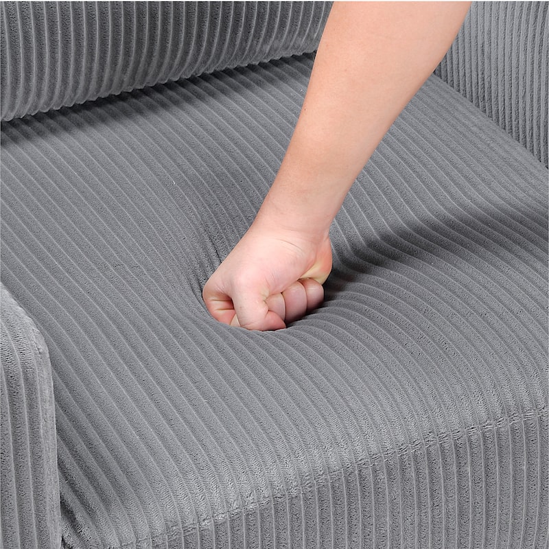 Caspian 76.5" Corduroy Living Room Sofa - Wood Finish Exposed Feet