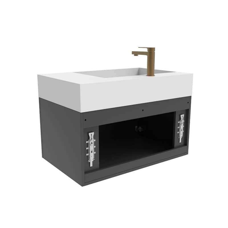 Amazon 30" Wall Mounted Bathroom Left Basin Vanity Set w/ White Top