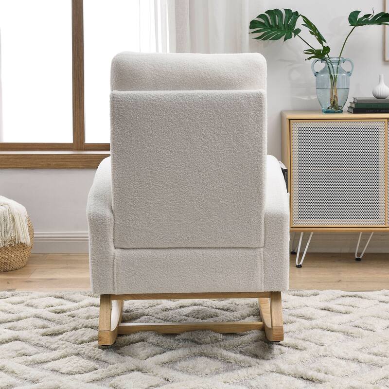 27.6" High Back Rocking Chair with Two Side Pockets