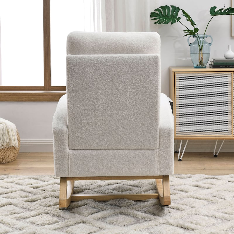 27.6"W Modern Accent High Backrest Living Room Lounge Arm Rocking Chair, Two Side Pocket