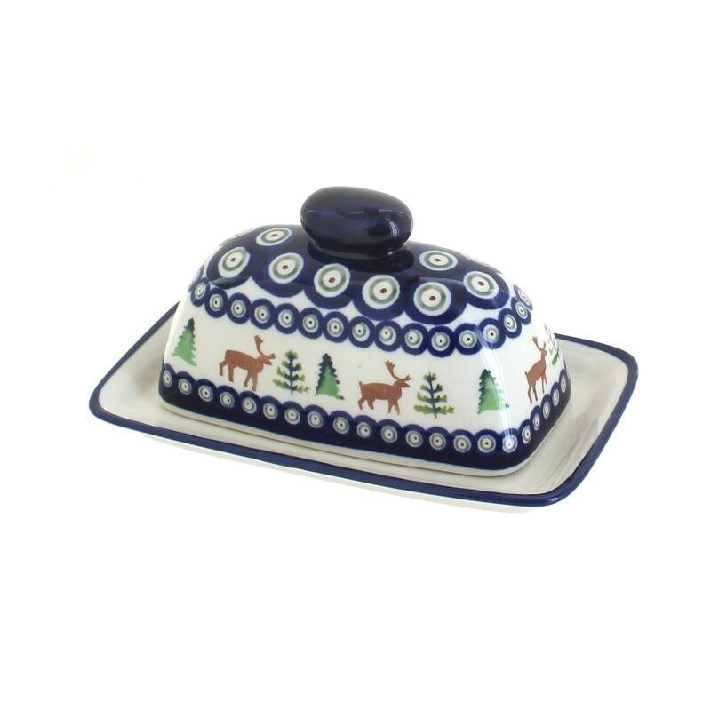 Blue Rose Polish Pottery 1377 Zaklady Butter Dish