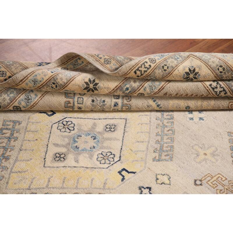 Geometric Kazak Living Room Area Rug Handmade Wool Carpet - 6'9" x 10'0"
