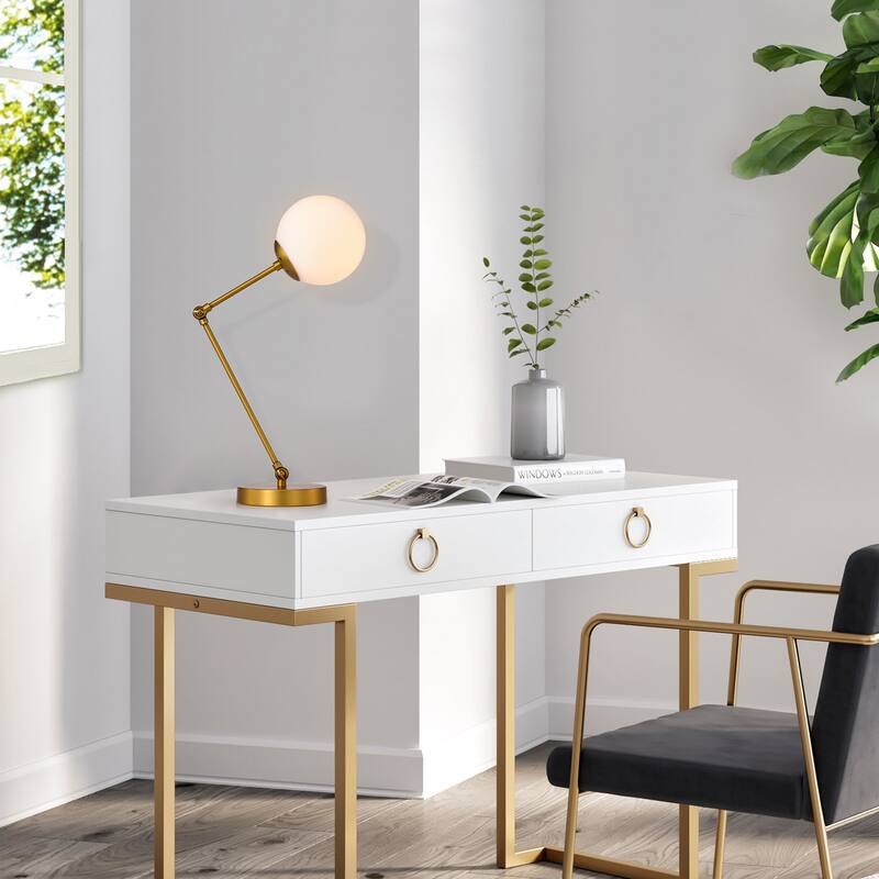 Laiba Aged Brass 1-Light Globe Glass Shade Table Lamp