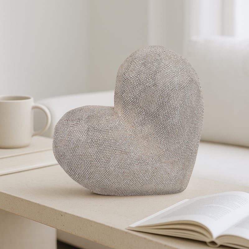 Modern Geometric Heart Sculpture - Ceramic Decorative Object