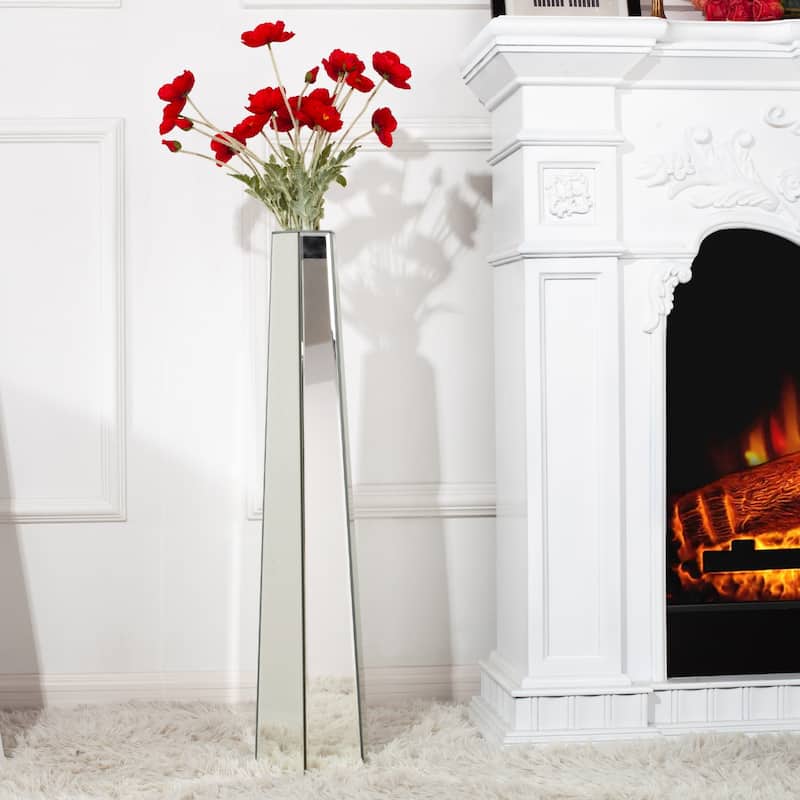 Glam Tall Mirror Floor Vase Flower Vase - silver