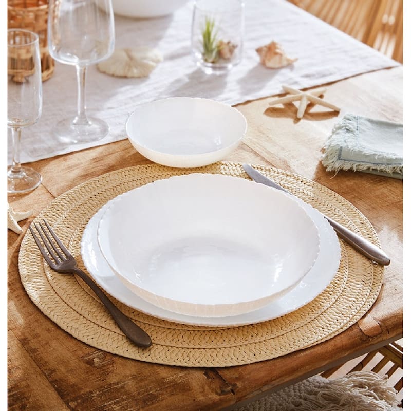 Luminarc Ammonite White Glass Dinnerware Set of 19 for 6