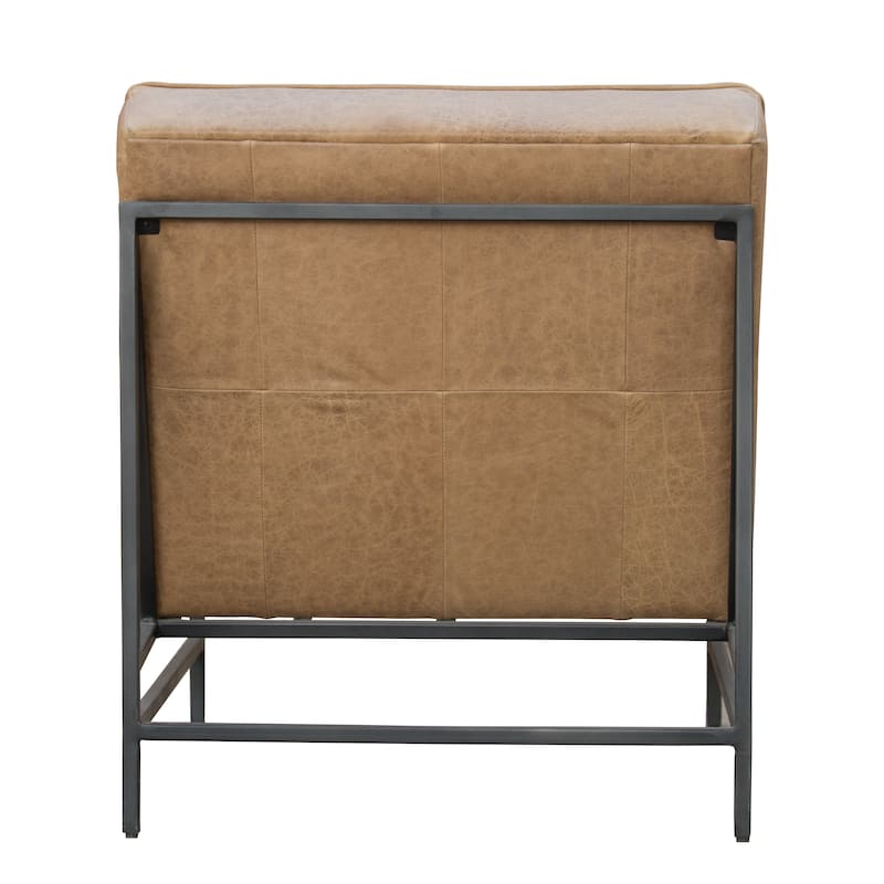 HomeRoots 31" Cream And Black Genuine Leather Tufted Slipper Chair - 31' X '34.5' X '33