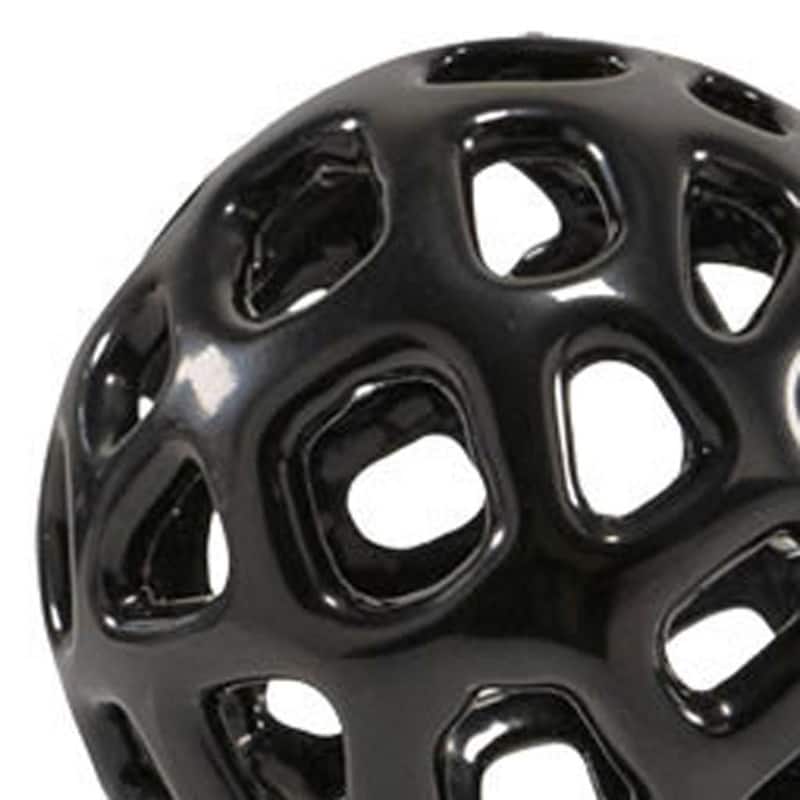 HomeRoots Set of Two Black Aluminum Hand Painted Decorative Orbs - 4.00 in. x 4.00 in. x 4.00 in.