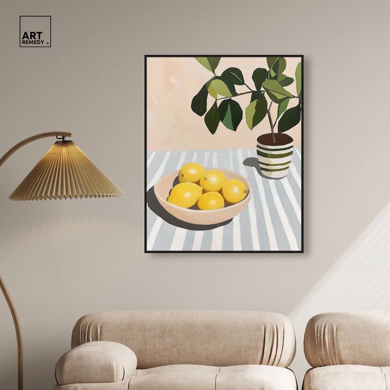 Lemon with Green Canvas by Art Remedy