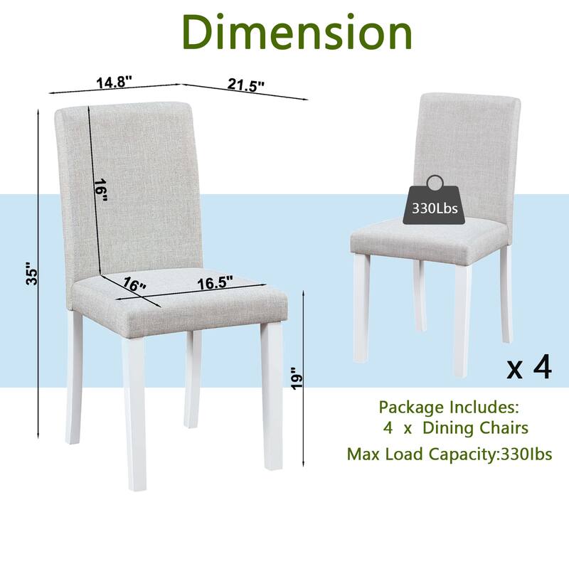 Dining Chairs Only, Dining Chairs set for 4, Kitchen Chair with Padded Seat, Side Chair for Dining Room