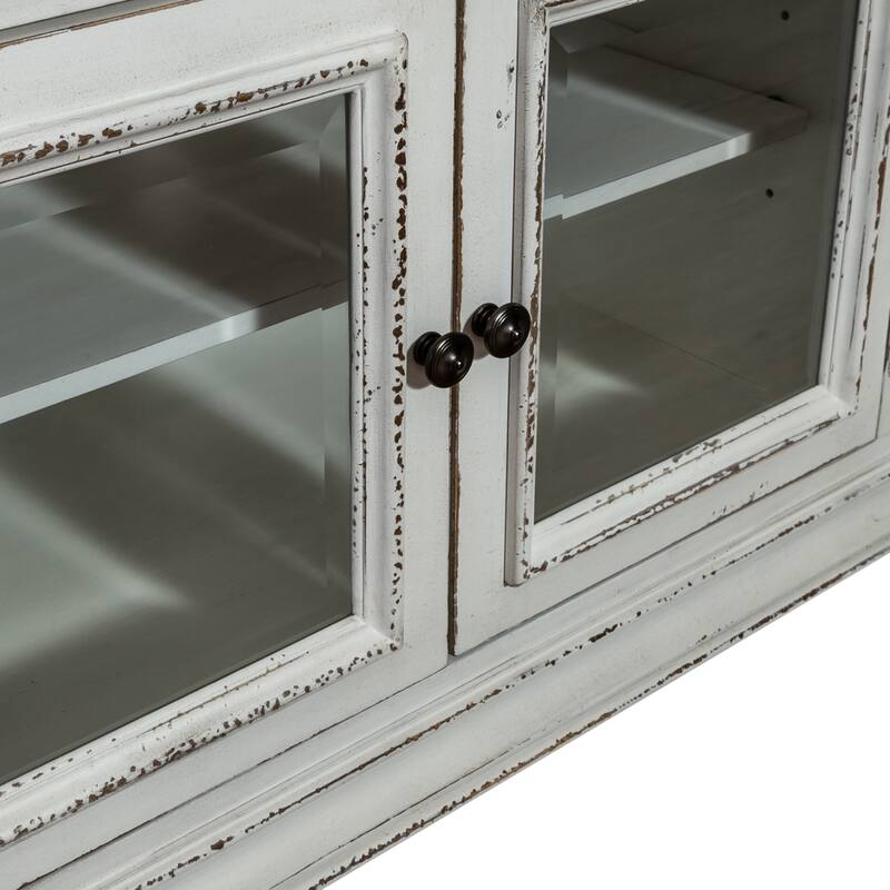 Magnolia Manor Antique White Weathered Bark Entertainment Center