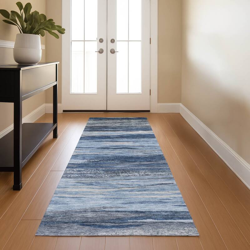 Premium Washable Super Soft Modern Stripes Mayfield Rug - Blue - 2'3" x 7'6"