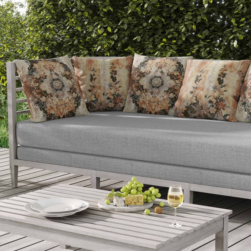 Verdant Fire Indoor/Outdoor Reversible Throw Pillow Beige and Black