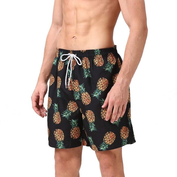 black pineapple swim trunks