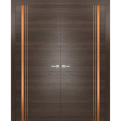 Solid French Double Doors 36 x 80 Planum 1010 Chocolate Ash with