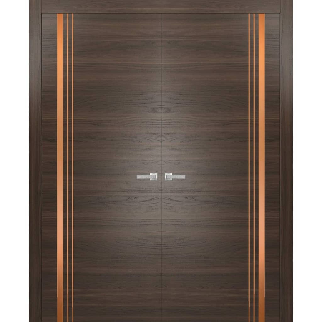 Solid French Double Doors 36 x 80 Planum 1010 Chocolate Ash with
