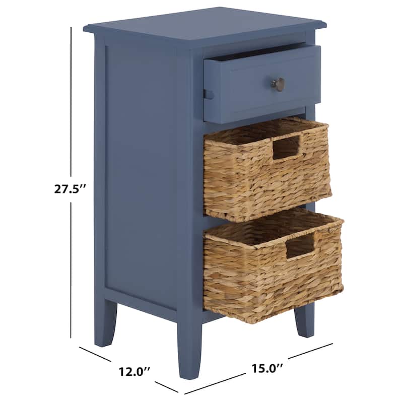 SAFAVIEH Helma Distressed Black Drawer Storage Side Table - 15" x 11.8" x 27.6" - 15"W x 12"D x 26"H