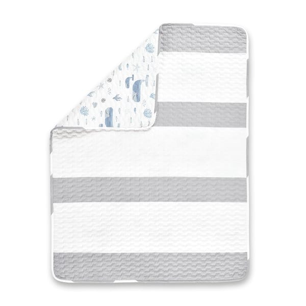slide 2 of 6, Lush Decor Baby Seaside Organic Cotton Quilt - 50"x36" Animals - 50"x36" - Blue