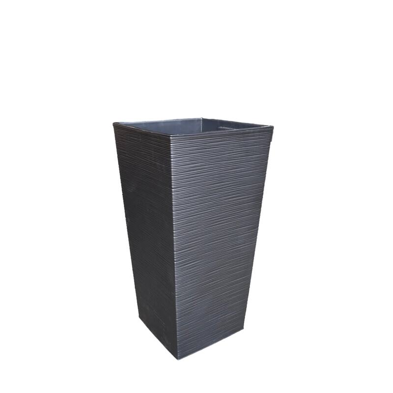 Lamela 22.4 in H Rectangular Plastic Modern Style Finezja Planter w/Removable Insert Shelf, Porch Planters, Flower Pot - Black