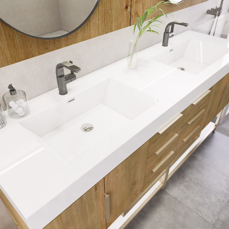 Noble 84" Free Standing Vanity with Reinforced Acrylic Double Sink - 84" Width