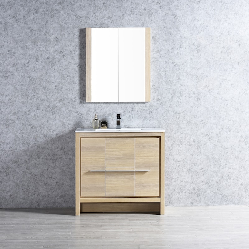 Solid Wood Bathroom Vanity with Mirror Medicine Cabinet