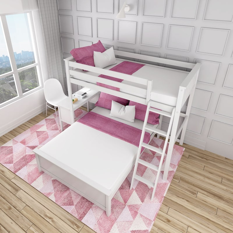 Max and Lily L Shaped Twin over Full Bunk Bed with Desk