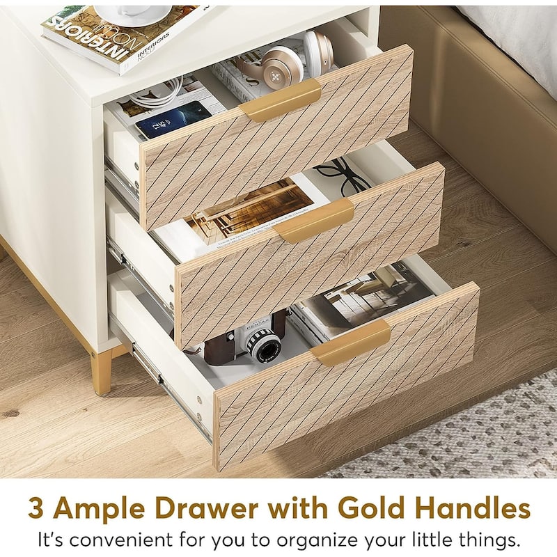 Night Stands for Bedrooms, Nightstands with 3 Drawers for Living Room