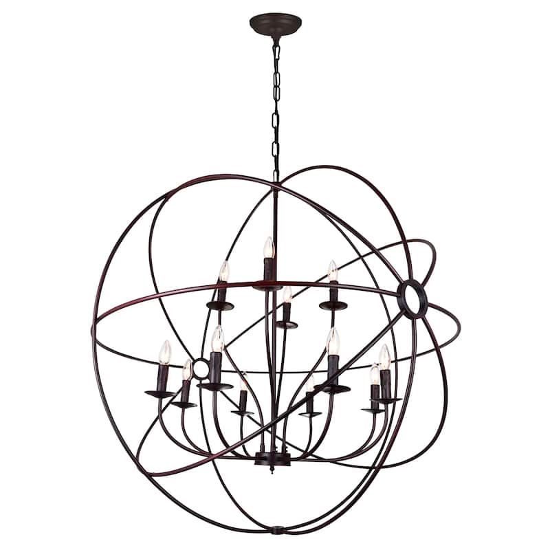 Arza 12 Light Up Chandelier With Brown Finish
