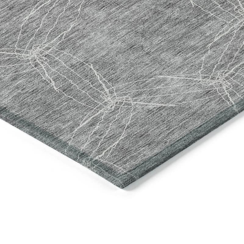 Machine Washable Indoor/ Outdoor Abstract Contemporary Chantille Rug