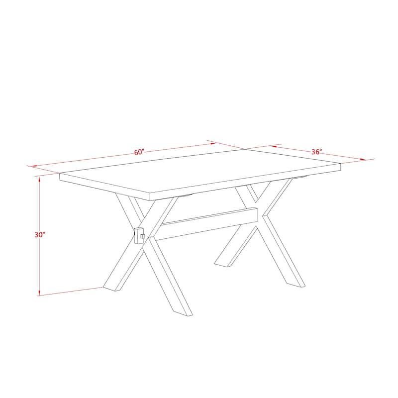 East West Furniture dining set - a dinner table & Stackable kitchen chairs - Wire-brushed Black (Pieces & Seat Options)