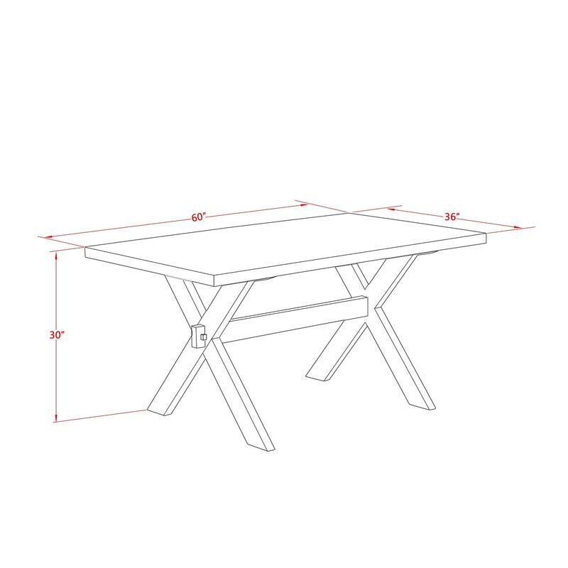 East West Furniture modern dining set - a breakfast table & Stackable dining chairs - Wire-brushed Black (Pieces & Seat Options)