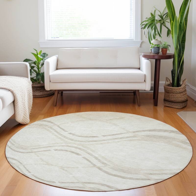 Premium Washable Super Soft Contemporary Dickerson Mayfield Rug - Ivory - 8' x 8'