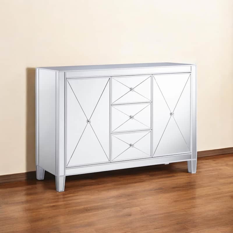HomeRoots Glamorous Mirrored Bling Multi Storage Accent Cabinet - 50.25' X '35.25' X '16 - 50.25' X '35.25' X '16