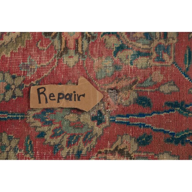 Traditional Tabriz Persian Vintage Rug Hand-Knotted Pink Wool Carpet - 7'10" x 11'2"