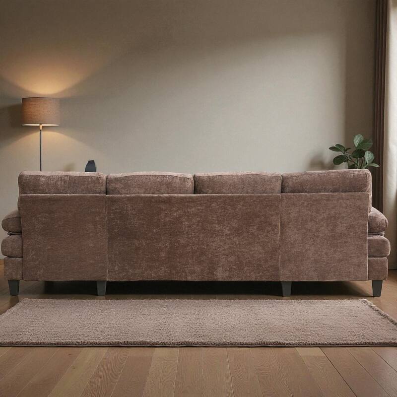 103.5" U-Shaped Sectional Sofa with Dual Chaise Lounges, Chenille Upholstery, Storage Pockets and Armrest Pillows