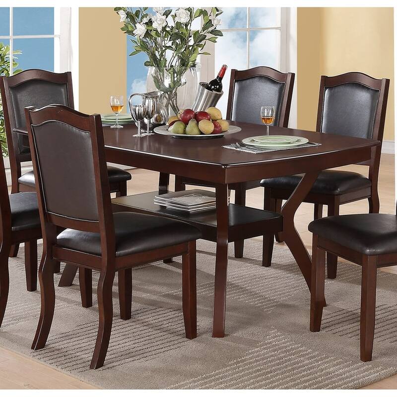 Formal Look 1pc Dining Table w Shelve Solidwood Espresso Finish Dining Room Furniture