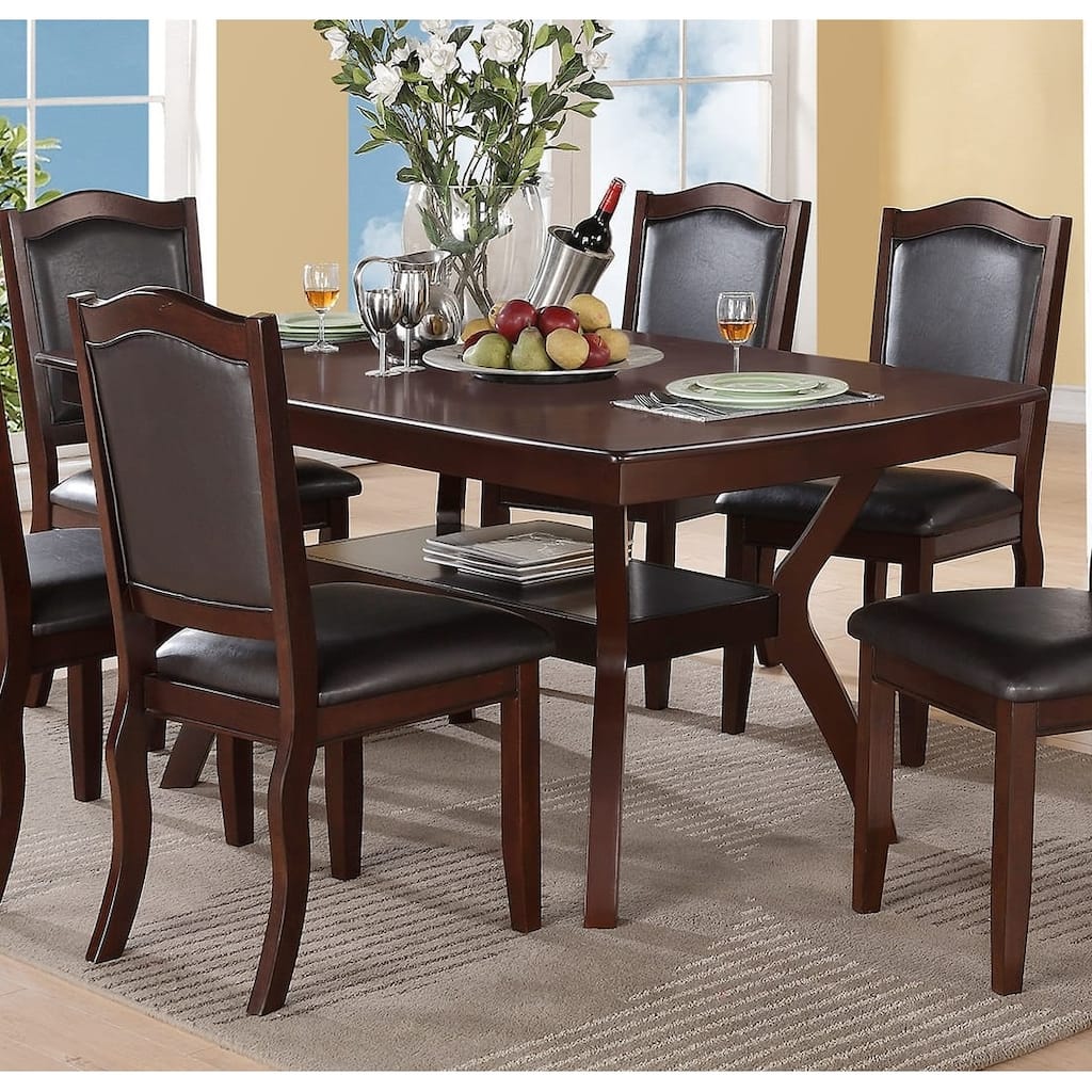 Formal Look 1pc Dining Table w Shelve Solidwood Espresso Finish Dining Room Furniture