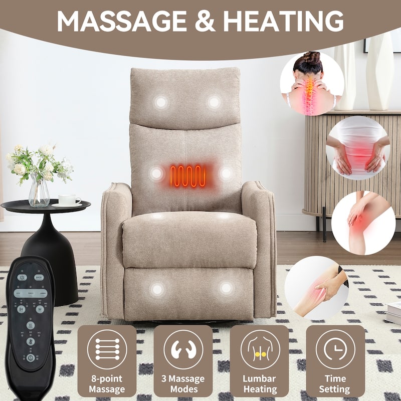 360° Swivel Rocker Recliner Chair with Massage and Lumbar Heating