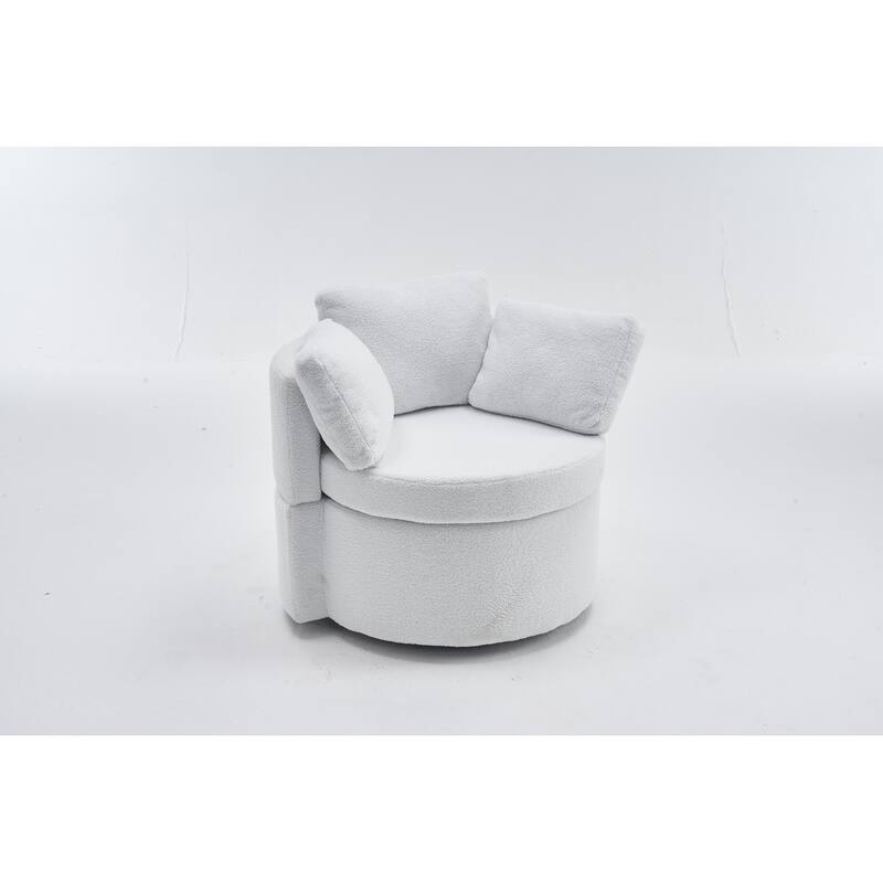 Teddy Fabric Swivel And Storage Chair