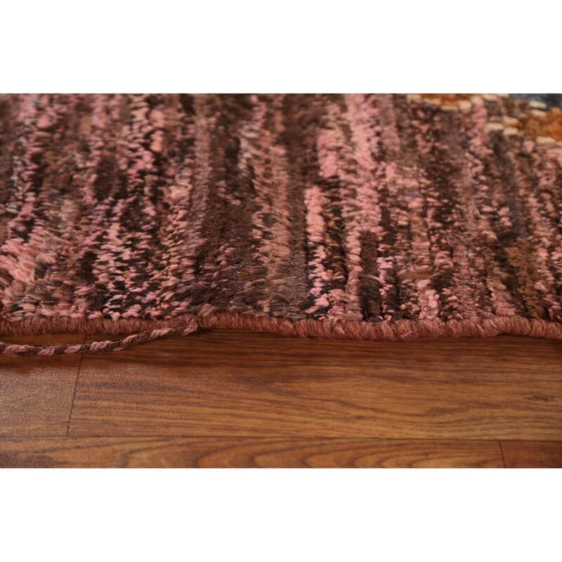 Hand Knotted Oriental 100% Wool Carpet Modern Tribal Pink Moroccan Area Rug - 8' 0'' X 5' 9''