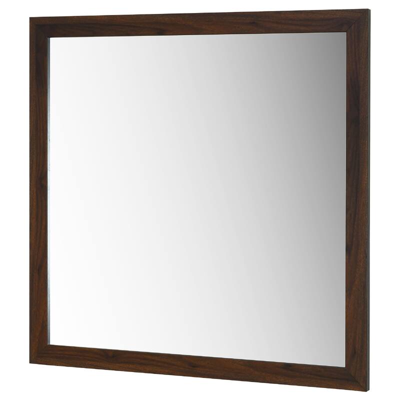 Yels Dresser Mirror, Squared Corners, Flat Glass Design, Brown Wood - Walnut Brown