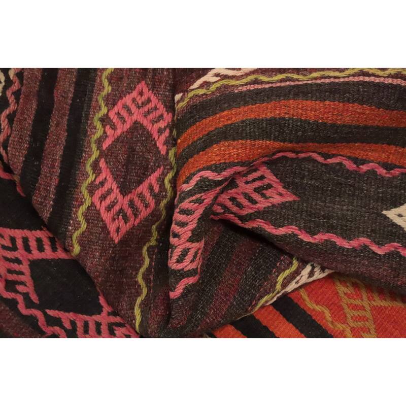 Hand Woven Oriental 100% Wool Carpet Southwestern Tribal Multi-Colored Kilim Area Rug - 8' 4'' X 6' 6''