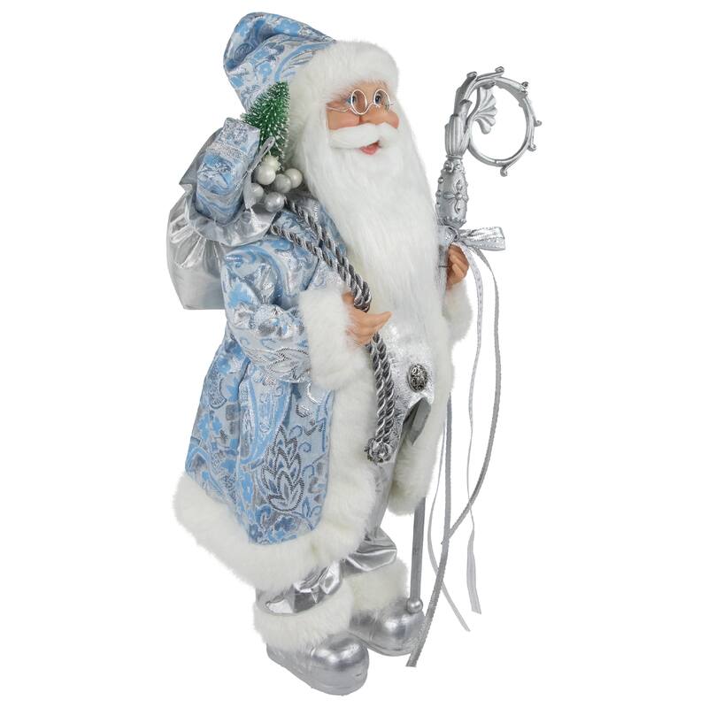 16" Ice Palace Santa Claus with Staff and Bag Christmas Figure