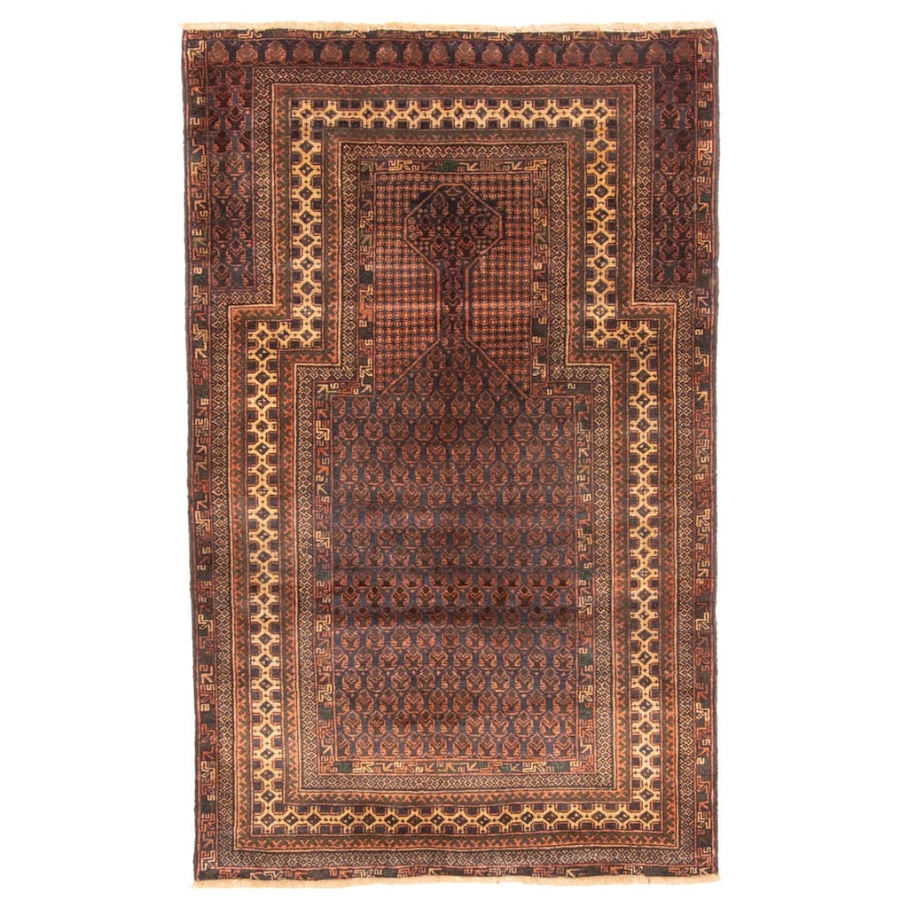 ECARPETGALLERY Hand-knotted Teimani Dark Navy Wool Rug - 2'10 x 4'9