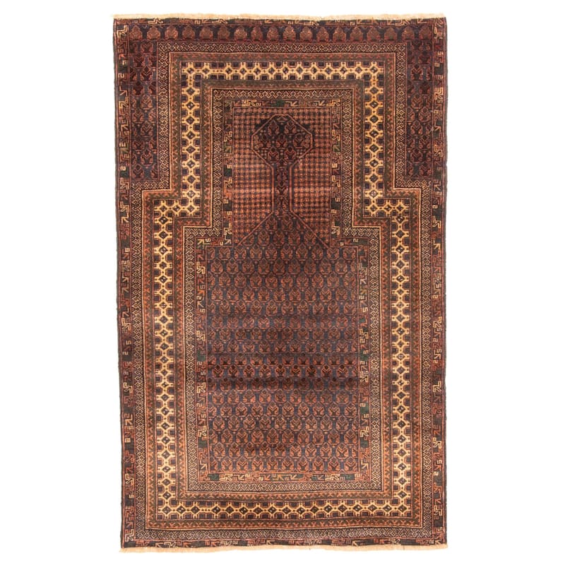 ECARPETGALLERY Hand-knotted Teimani Dark Navy Wool Rug - 2'10 x 4'9