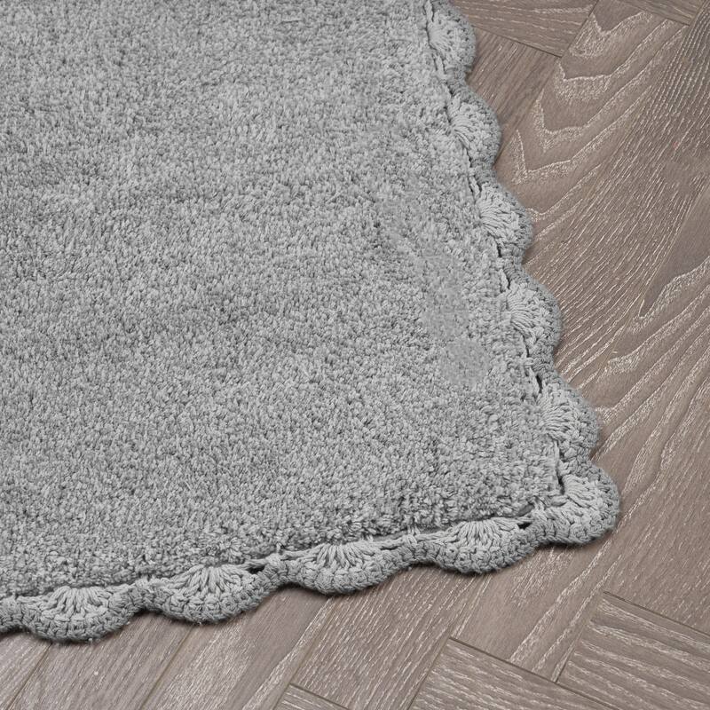 Laura Ashley Heathered Crochet Border Bath Rug