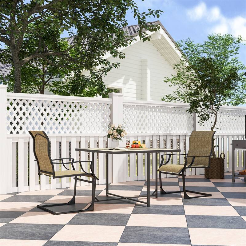 Metal Outdoor Chairs Set of 2 with Breathable Mesh and Swing - 23.6" W x 27.4" D x 39" H