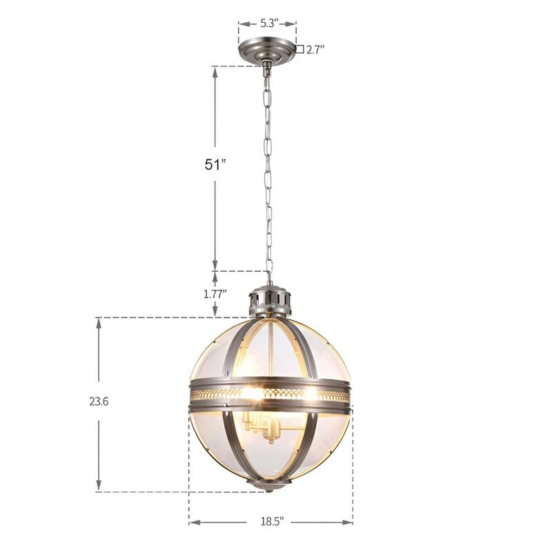 Renaissance Glass Globe Chandelier Pendant Light, Entryway Sphere Chandelier, Victorian Ancient Medieval Style